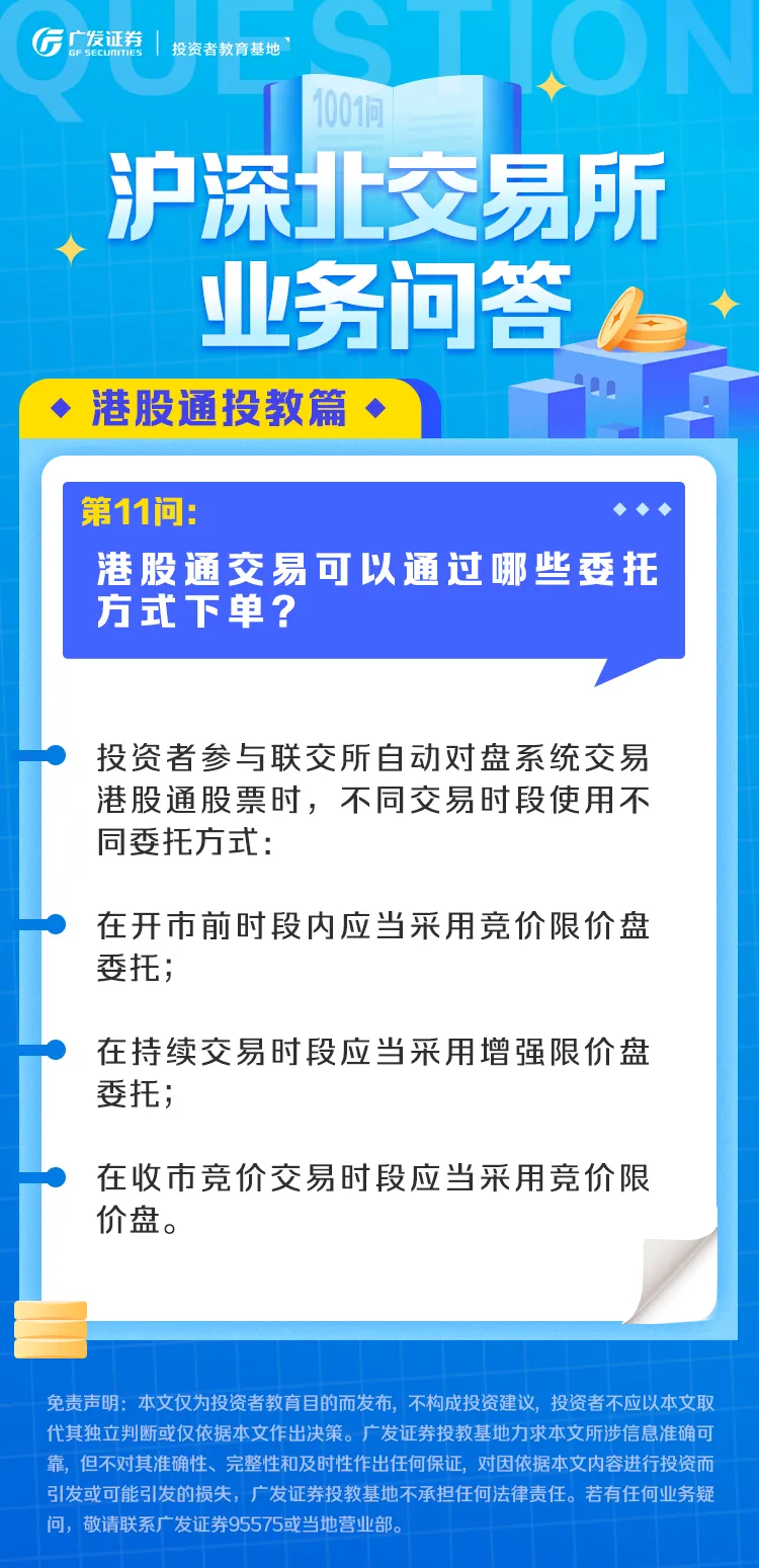 业务问答丨港股通篇（11）：港股通交易可以通过哪些委托方式下单 